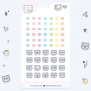 MINI-Functional: Cute Emotion Planner Stickers - Pastel Shapes and Bears