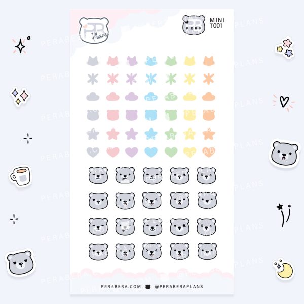 MINI-Functional: Cute Emotion Planner Stickers - Pastel Shapes and Bears