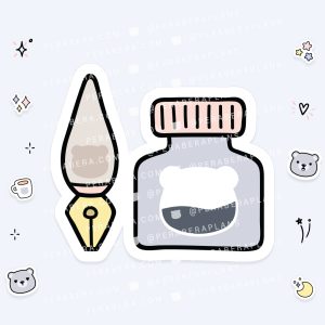 Die Cut: Single Large Stickers - Fountain Pen and Ink
