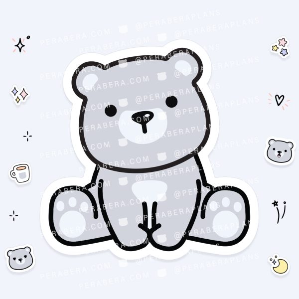 Die Cut: Single Large Stickers - Sitting Bear