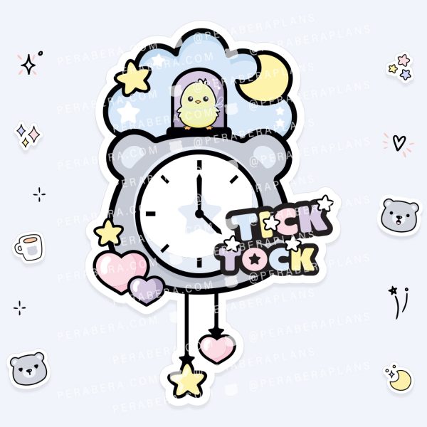 Die Cut: Single Large Stickers - Tick Tock Clock