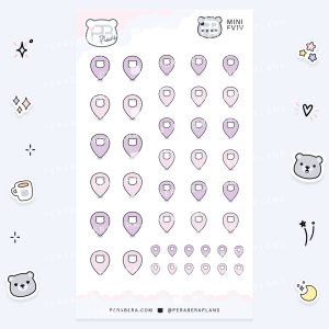 MINI-Doodles: Cute Doodle Planner Stickers - Purple Geotag