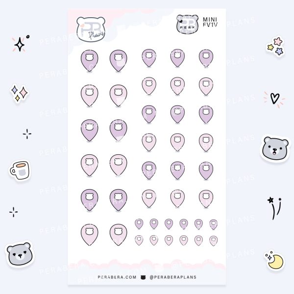 MINI-Doodles: Cute Doodle Planner Stickers - Purple Geotag