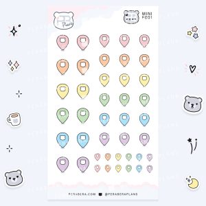 MINI-Doodles: Cute Doodle Planner Stickers - Pastel Geotag