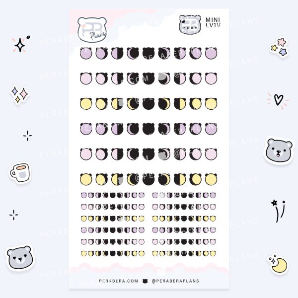 MINI-Doodles: Cute Doodle Planner Stickers - Violet Moon Phases