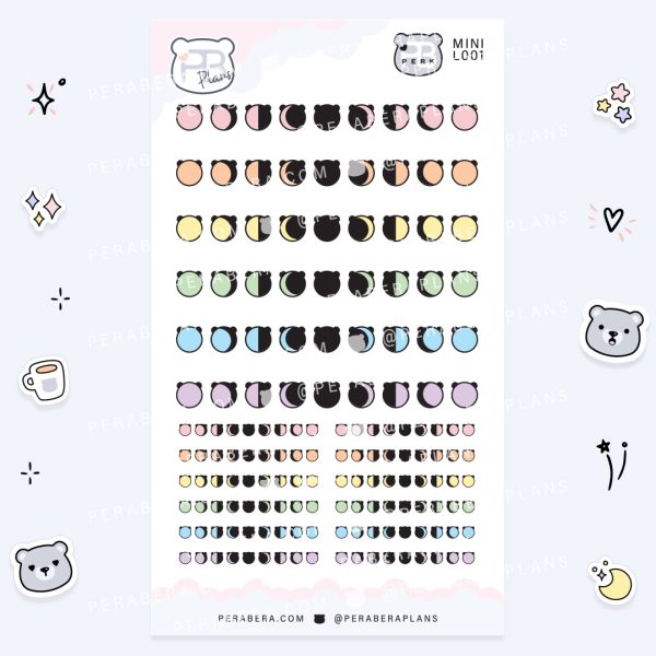 MINI-Doodles: Cute Doodle Planner Stickers - Pastel Moon Phases