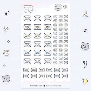 MINI-Doodles: Cute Doodle Planner Stickers - Pastel Envelopes