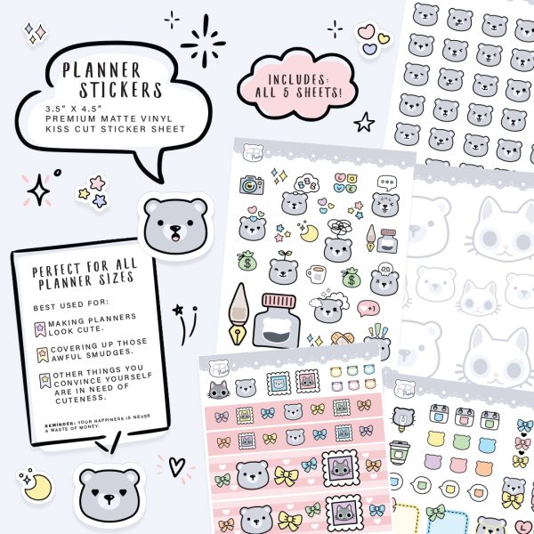 KIT: Cute Functional Planner Stickers - Pink Frill