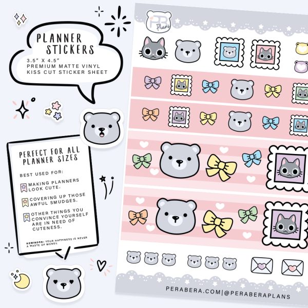Tape Strips: Cute Functional Planner Stickers - Pink Frill