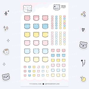 MINI-Functional: Cute Functional Planner Stickers - Bear To-Do List Tri-Color