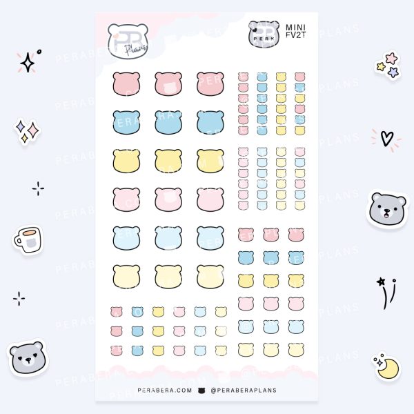 MINI-Functional: Cute Functional Planner Stickers - Bear To-Do List Tri-Color