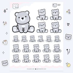Doodles: Bear Planner Stickers - Bear Sitting
