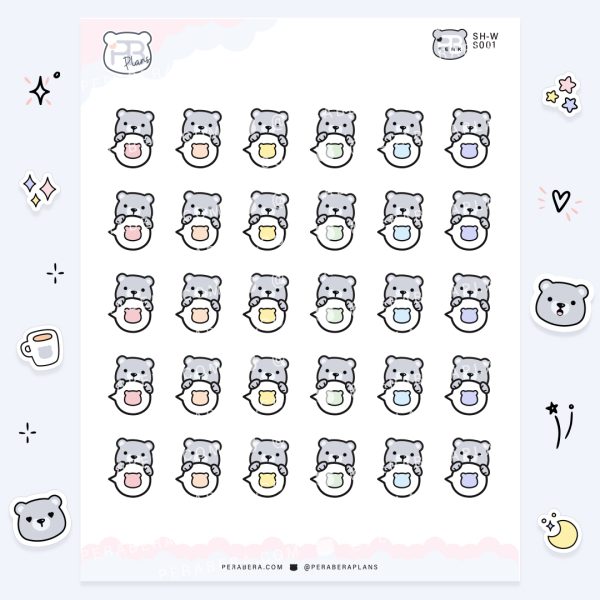 Doodles: Bear Planner Stickers - Bear Speech Bubble
