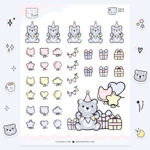 Doodles: Celebration Planner Stickers - Bear Party