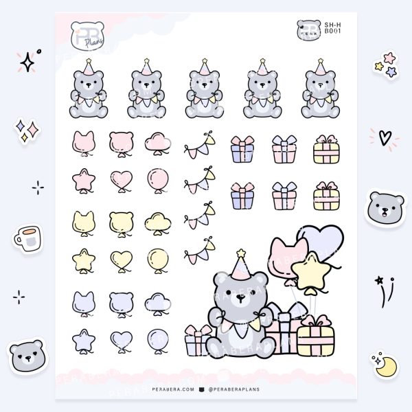 Doodles: Celebration Planner Stickers - Bear Party