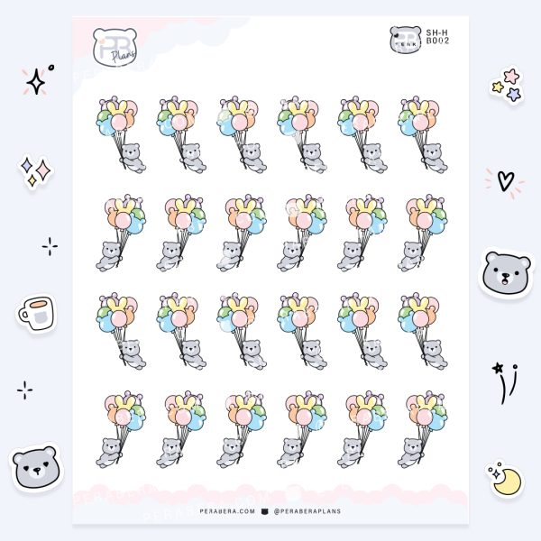 Doodles: Celebration Planner Stickers - Bear Balloons