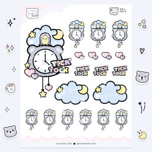 Doodles: Cute Functional Planner Stickers - Tick Tock Clock