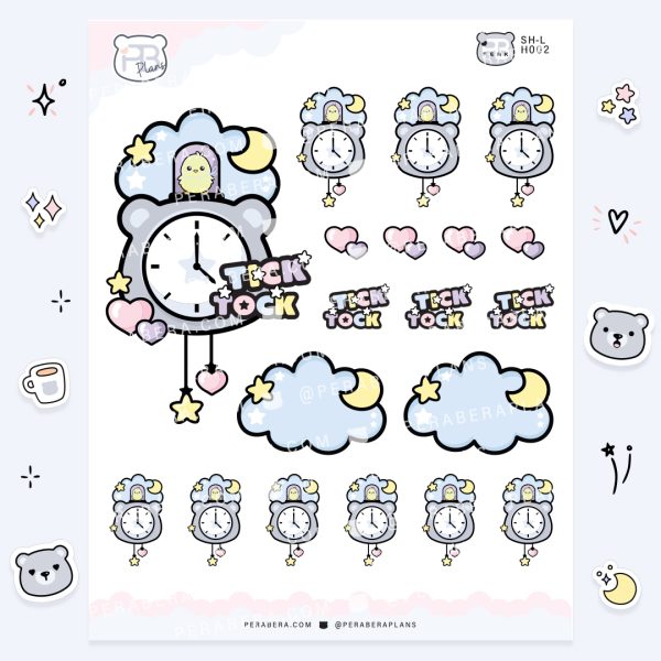Doodles: Cute Functional Planner Stickers - Tick Tock Clock
