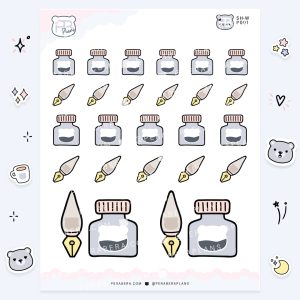 Doodles: Planner Stickers - Fountain Pen and Ink