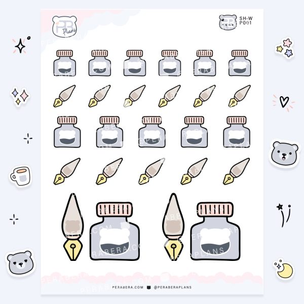 Doodles: Planner Stickers - Fountain Pen and Ink
