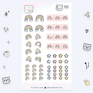 MINI-Doodles: Cute Doodle Planner Stickers - Rainbows