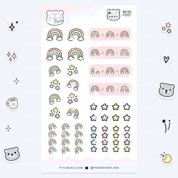 MINI-Doodles: Cute Doodle Planner Stickers - Rainbows