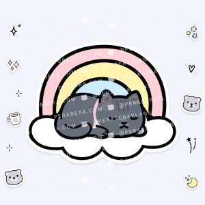 Die Cut: Single Large Stickers - Sleepy Alli Cat Rainbow