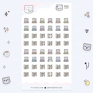 MINI-Doodles: Cute Computers and Pens Work Stickers