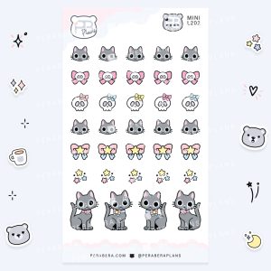 MINI-Doodles: Cute Alli Cat Skull Bow Stickers