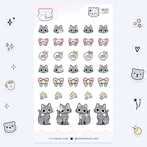 MINI-Doodles: Cute Alli Cat Skull Bow Stickers