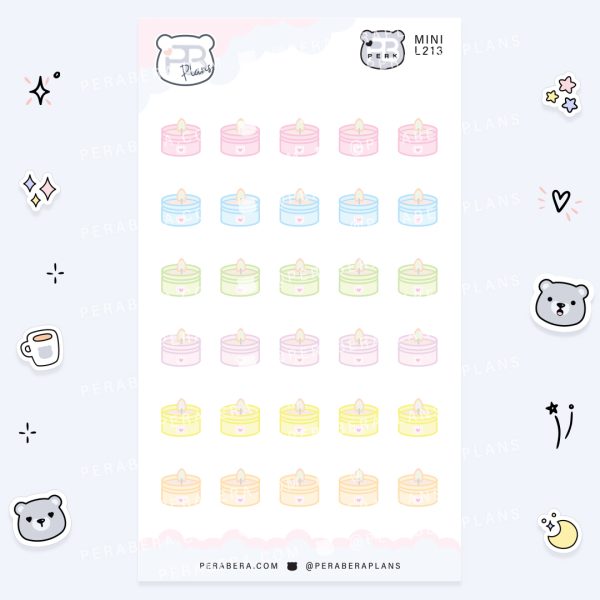 MINI-Doodles: Cute Pastel Candle Self Love Functional Bullet List Stickers