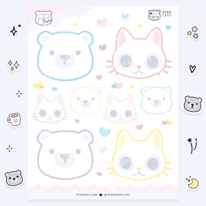 Notes: Cute Functional Pastel Bear and Cat Stickers