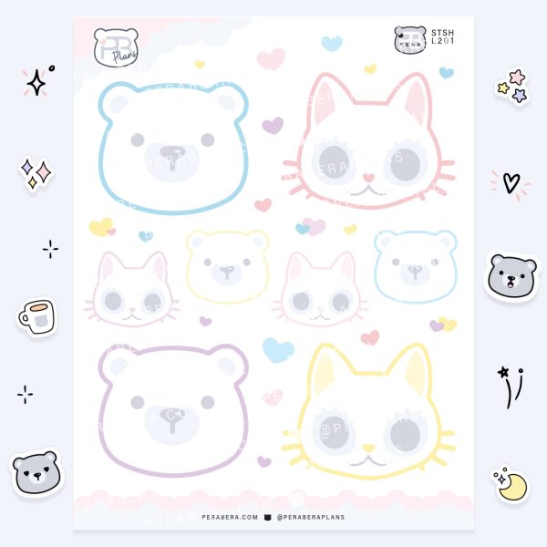 Notes: Cute Functional Pastel Bear and Cat Stickers