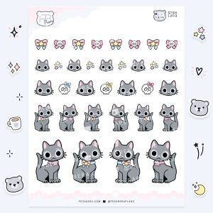 Cute Functional Alli Cat Skull Bow Stickers