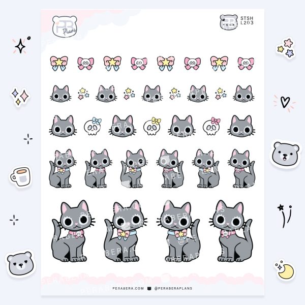 Cute Functional Alli Cat Skull Bow Stickers