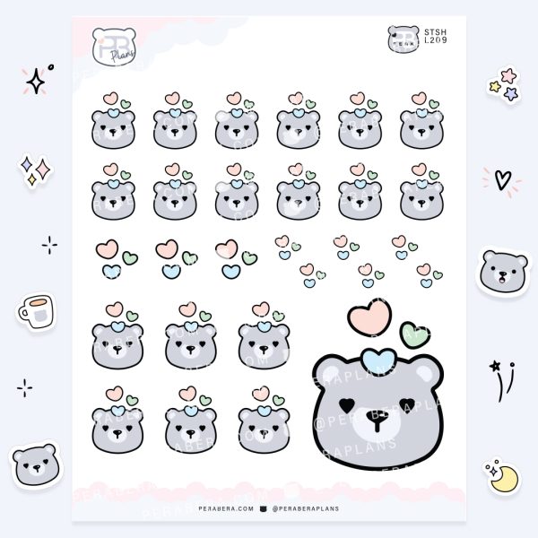 Cute Functional Hearts Bear Stickers