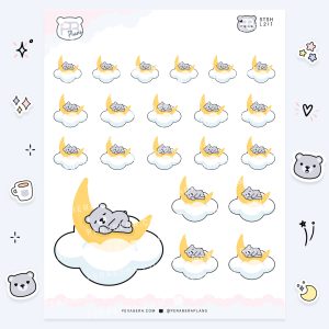 Cute Functional Sleepy Bear Moon Stickers