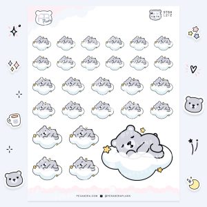 Cute Functional Sleepy Bear Cloud Stickers
