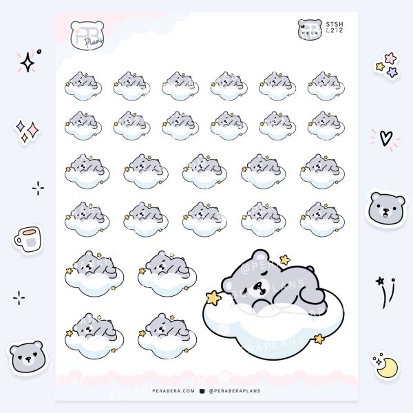 Cute Functional Sleepy Bear Cloud Stickers