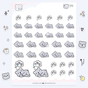 Cute Functional Sleepy Bear Stickers