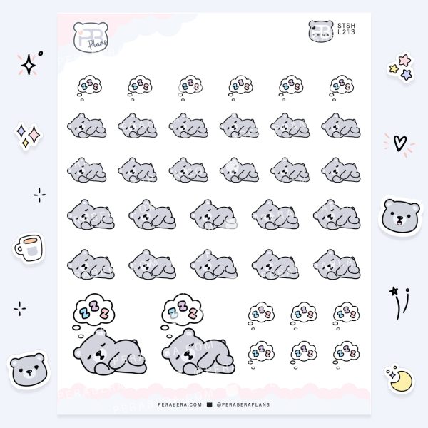 Cute Functional Sleepy Bear Stickers
