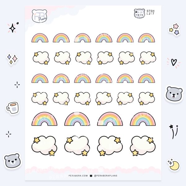 Cute Functional Rainbow and Cloud Stickers