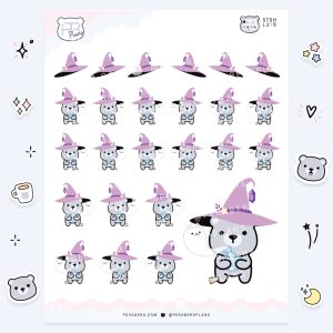 Cute Functional Witchy Bear Stickers