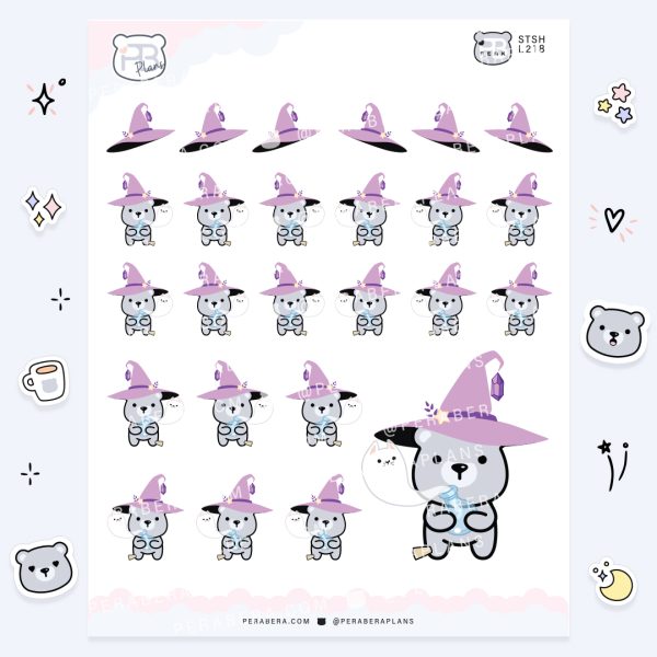 Cute Functional Witchy Bear Stickers