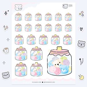 Cute Functional Candy Jar Bear Stickers