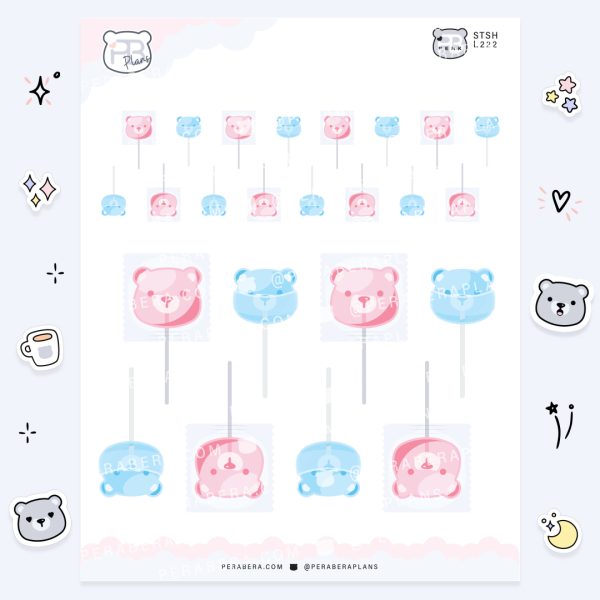 Cute Functional Lollipop Bear Stickers