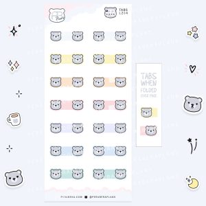 Tabs: Cute Doodle Planner Stickers - Pastel Bear Blank Page Tabs