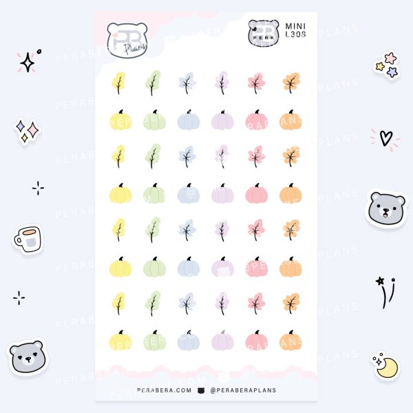 MINI-Doodles Pumpkins and Leaves: Cute Calendar Functional Bullet List Stickers