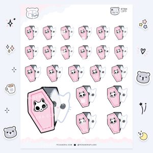 Alli Ghost Coffin: Cute Spooky Doodle Sticker Sheet