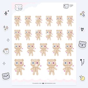 VooDoo Bear: Cute Spooky Doodle Sticker Sheet